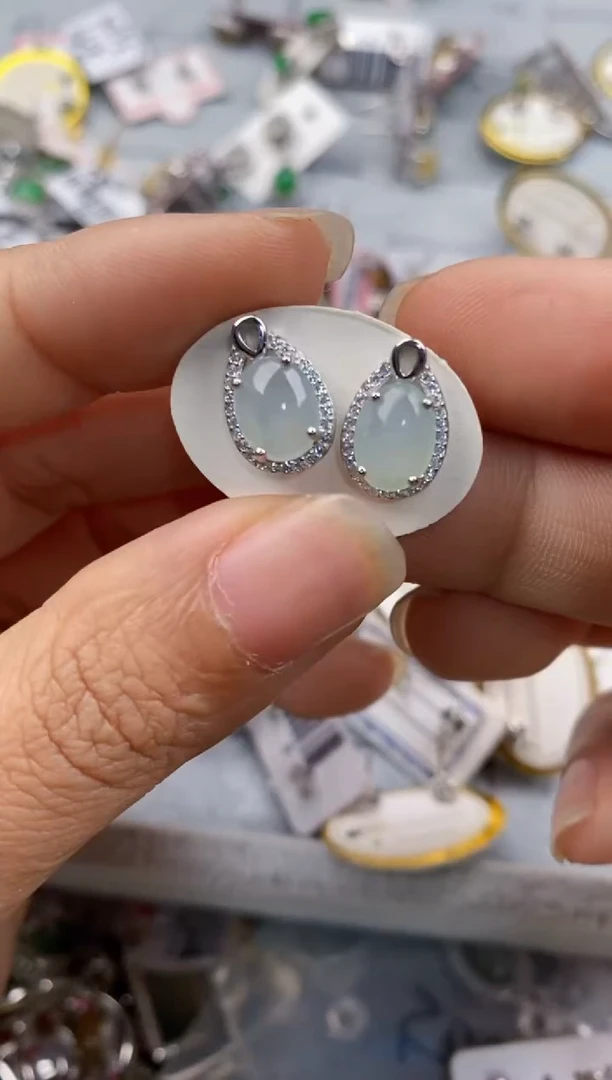 银S925镶嵌戒指翡翠555--8