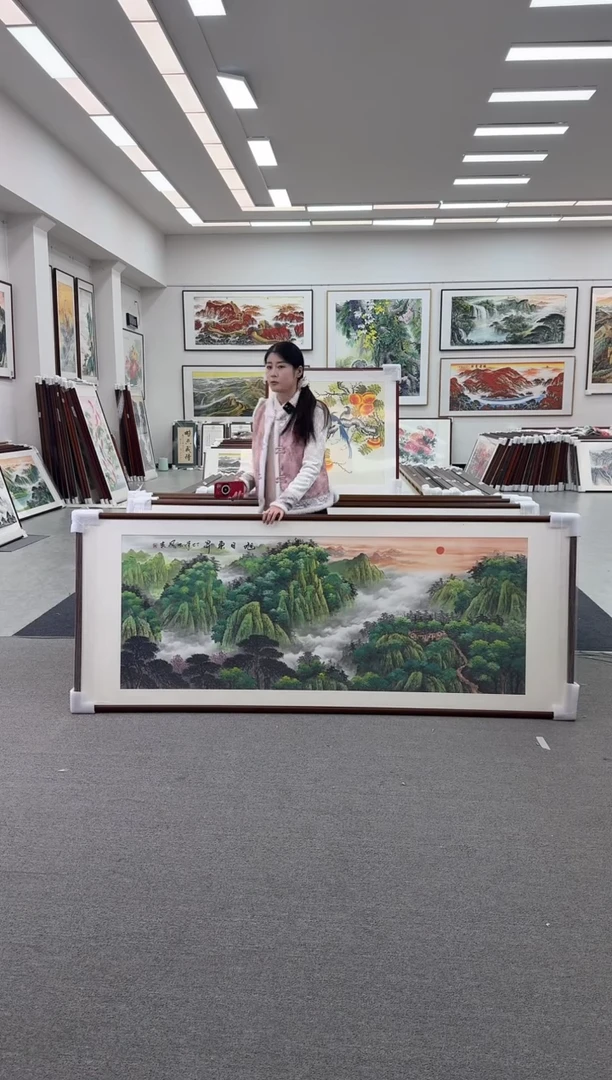 国画手绘  219*88 旭日东升