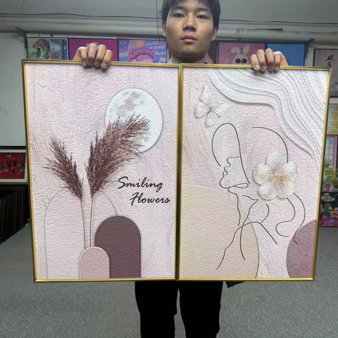 简约北欧奶油风床头装饰画抽象线条人物挂画客厅卧室墙壁画4060