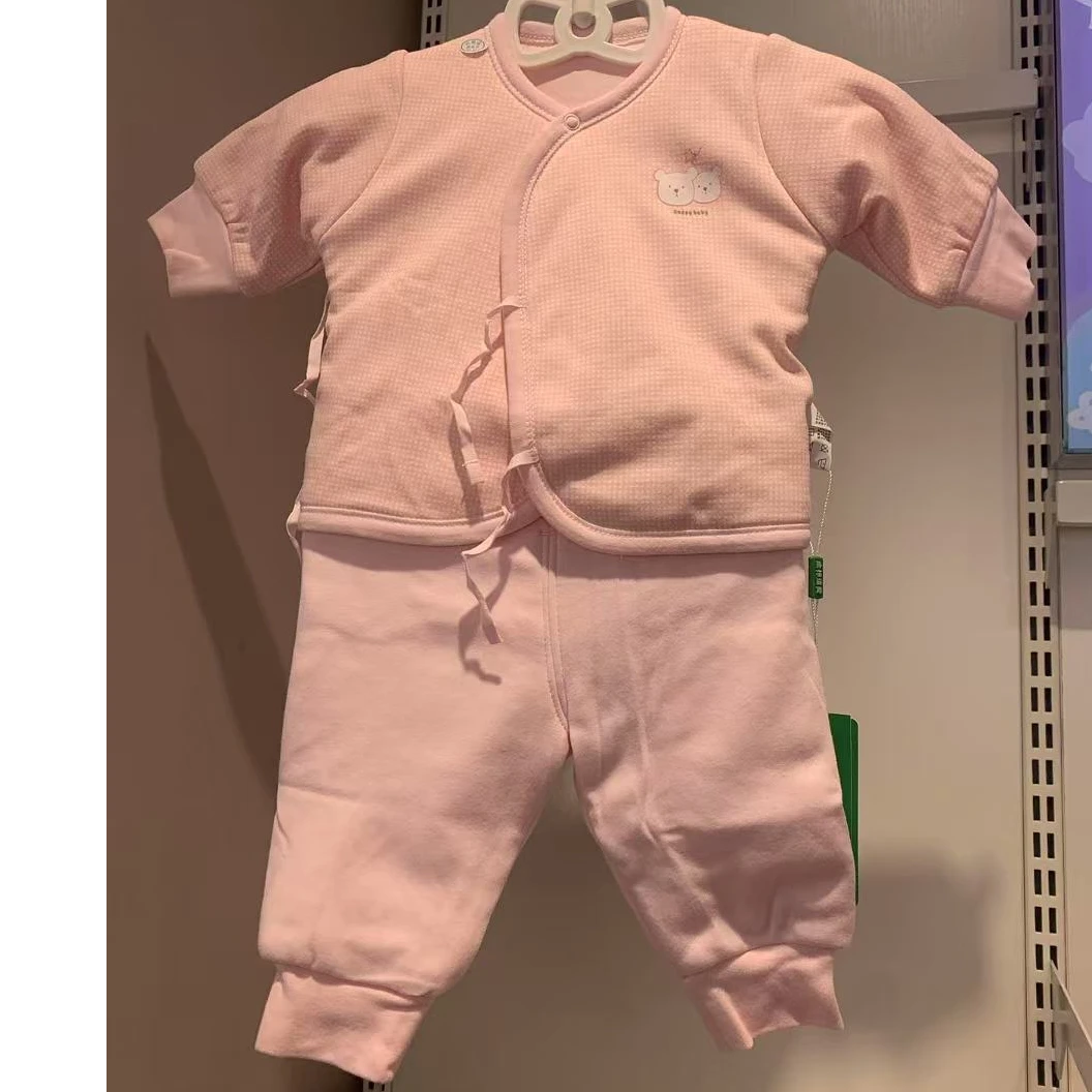 全棉适爱冬季南极棉细带套装两件套偏襟款幼儿保暖护肚秋冬儿童