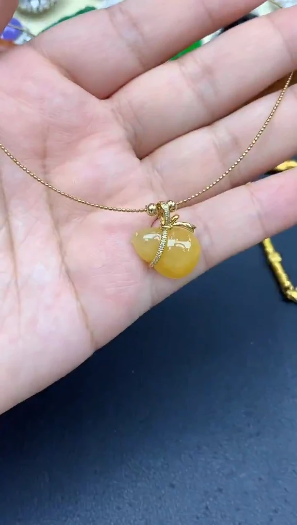 颈饰18K金镶嵌翡翠454-中国好珍宝