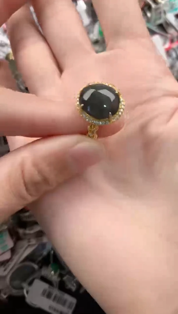 银S925镶嵌戒指翡翠888     8