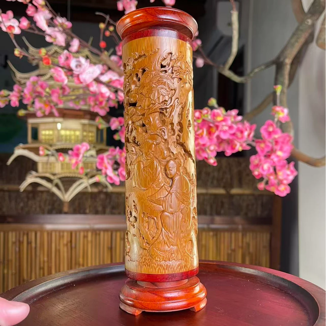 【四大才女-香筒】手工雕刻竹雕老料子茶道香筒茶空间文玩熏香炉