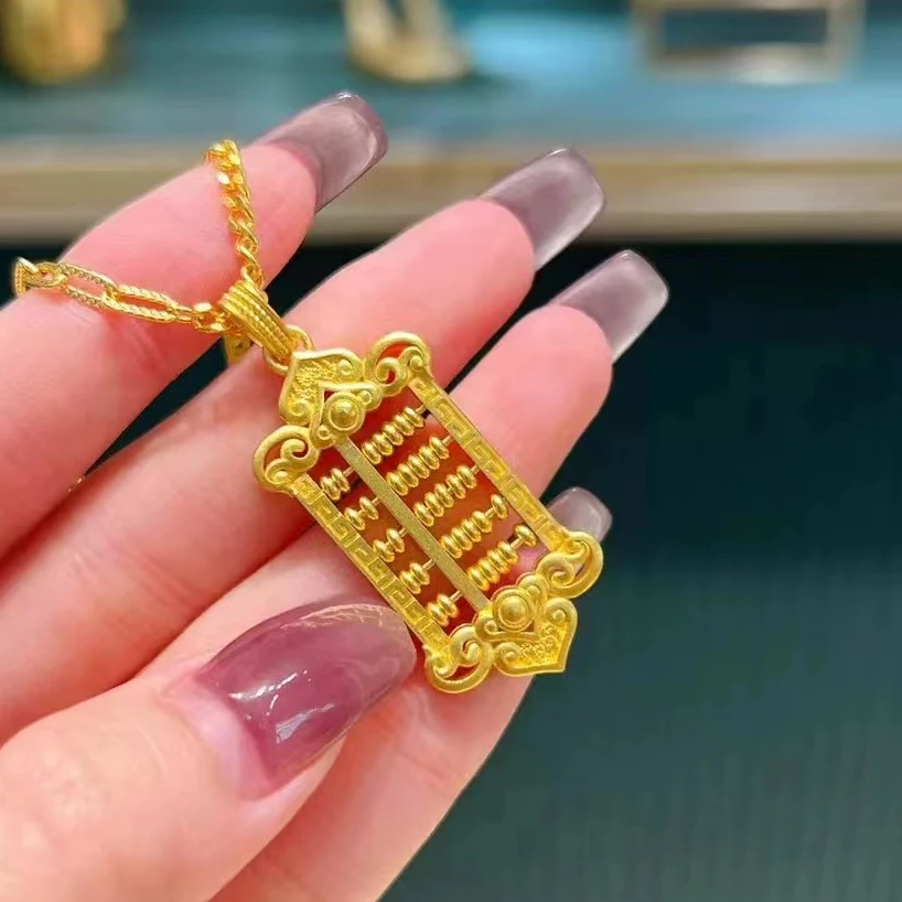 18K 金镶钻祥云百搭算盘吊坠b01