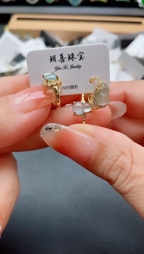 银S925镶嵌戒指翡翠1