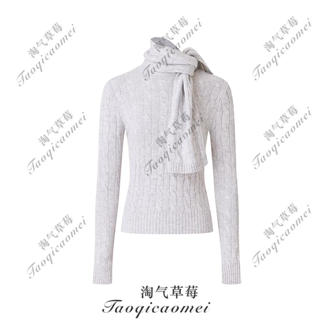 Taoqicaomei · 高领宽边围巾复古收腰显瘦内搭针织衫毛衣