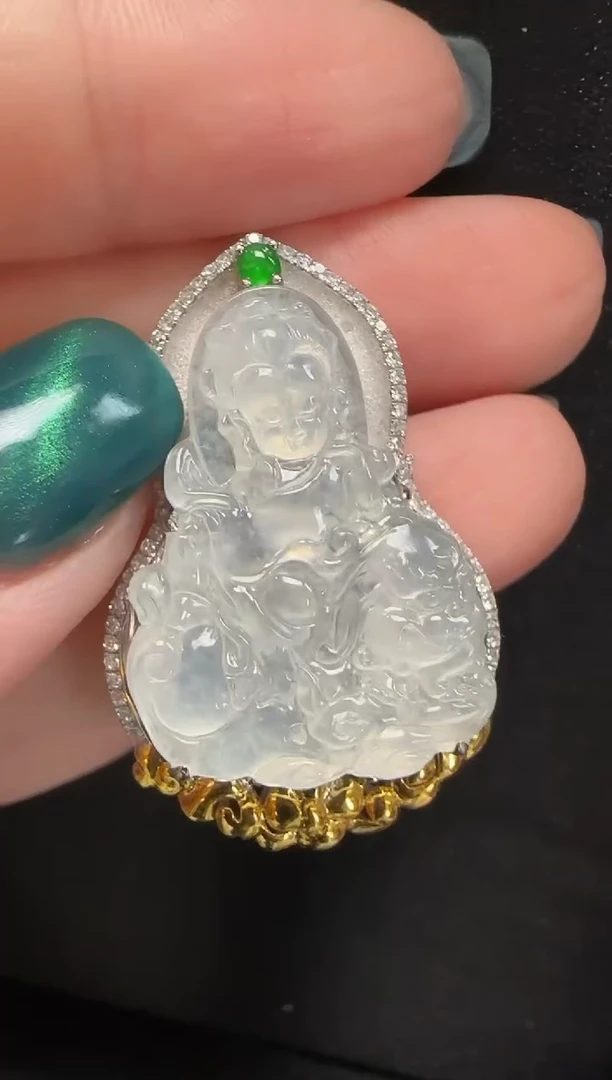 【闪购商品】翡翠颈饰18K金镶嵌047菩萨一个