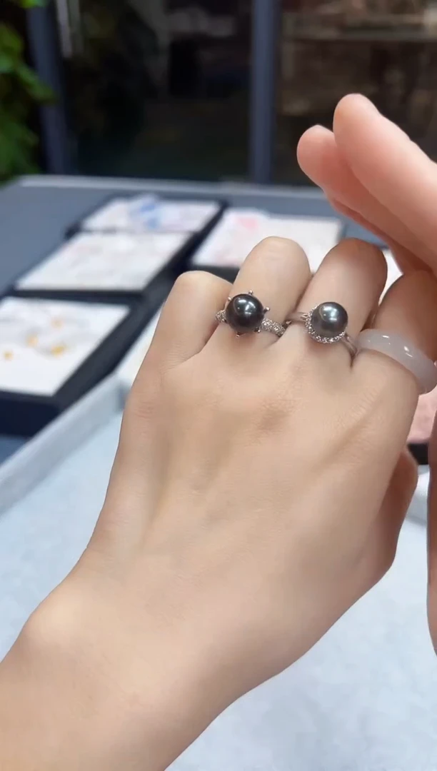 【闪购商品】海水珍珠戒指银S925镶嵌V0135大溪地海水珍珠戒指