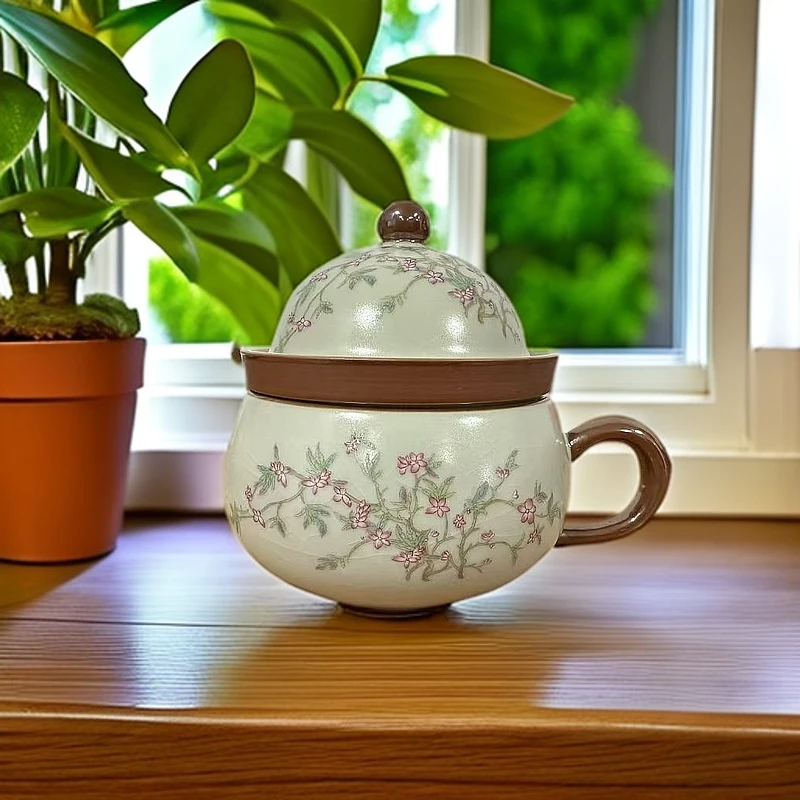 紫藤花个人泡家用户外便携式旅行茶具带杯垫