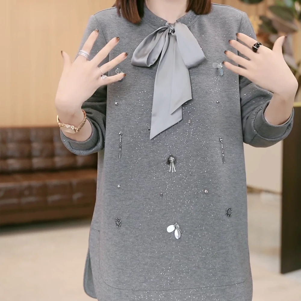 秋冬新款韩版时尚减龄气质洋气显瘦百搭女士宽松长袖款加绒卫衣