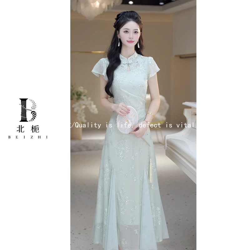 新中式国风夏季旗袍连衣裙裙子定制棉绸814782