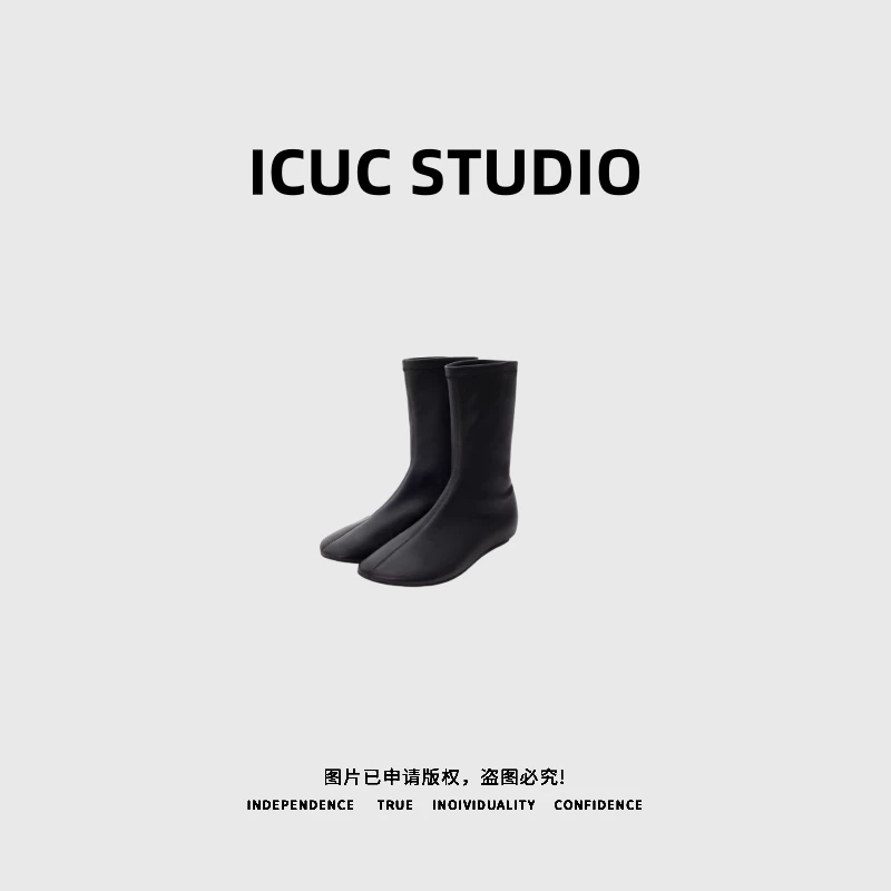ICUC STUDIO-【暴走弹力瘦瘦靴】真丝缎面时尚简约短靴8039
