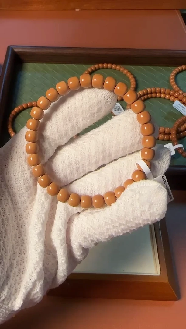 手串橄榄核7.5mm 两颗备籽 老挝红油皮核尖单圈