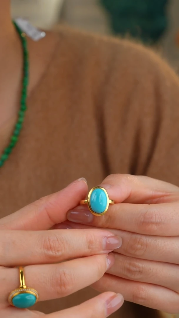 【闪购商品】绿松石戒指18K金镶嵌1