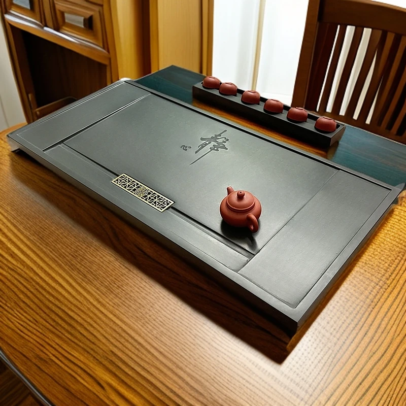 静心【天罗绿】2025新款轻奢家用茶台办公茶盘天然石茶盘浮雕排水