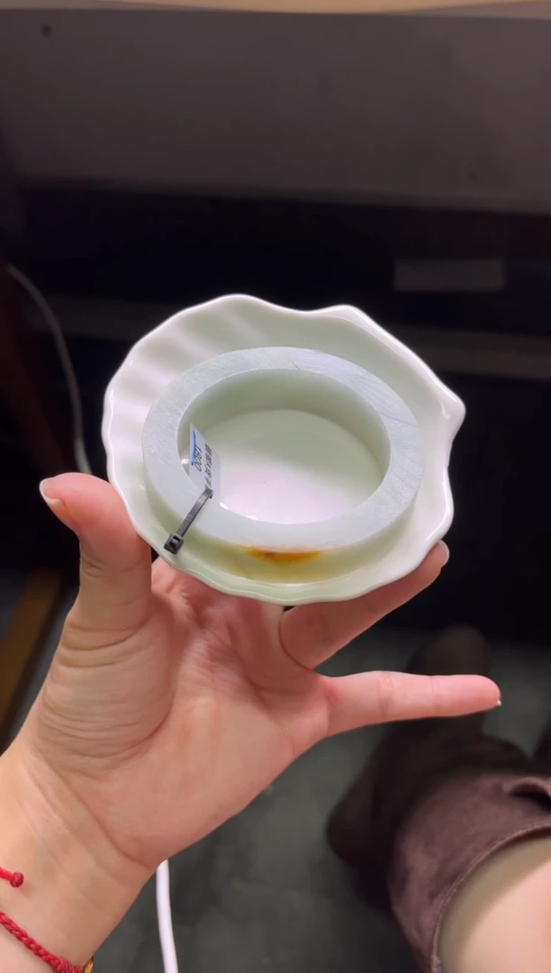 未镶嵌手镯定制翡翠定制手镯一抹黄53-55