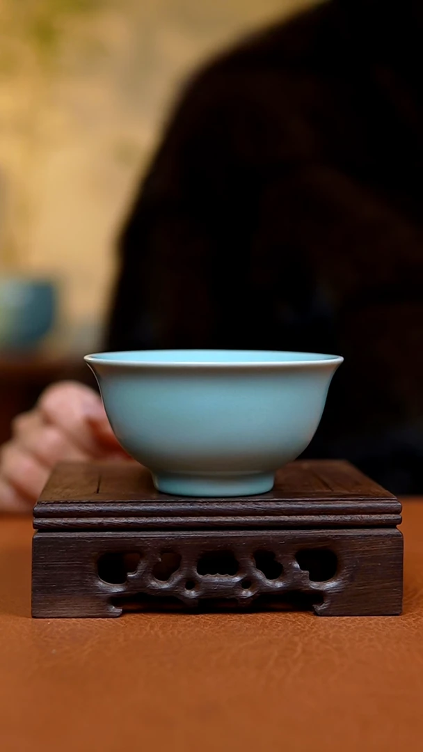 盘仿古天青精工压手杯
