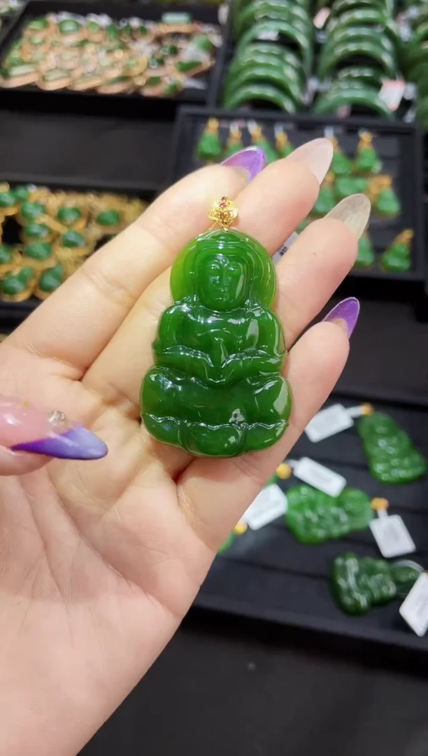 【闪购商品】和田玉吊坠18K金镶嵌50MM 多样性发一