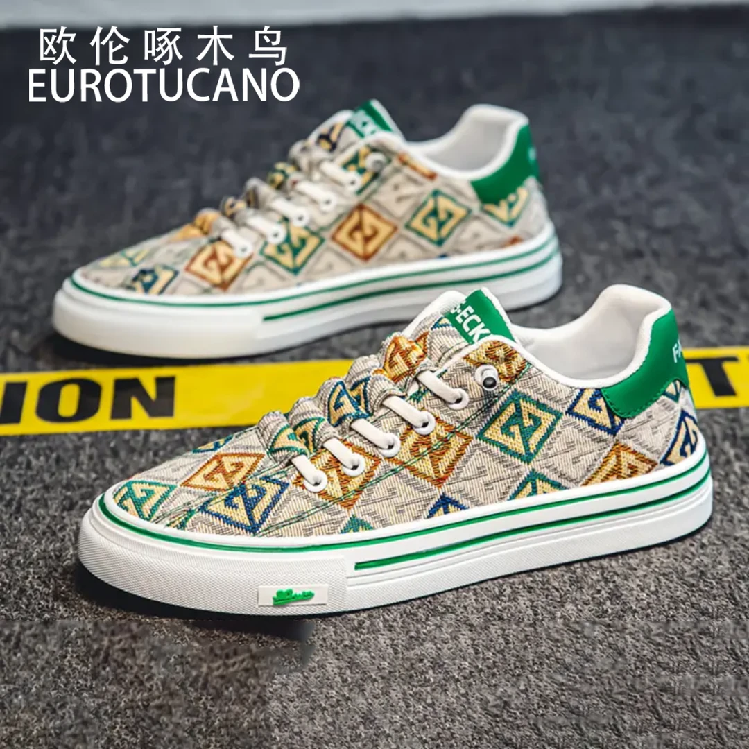 欧伦啄木鸟EUROTUCANO男鞋秋季透气百搭休闲帆布鞋子男款运动板鞋
