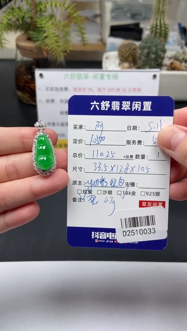 翡翠18K金镶嵌颈饰D2510033