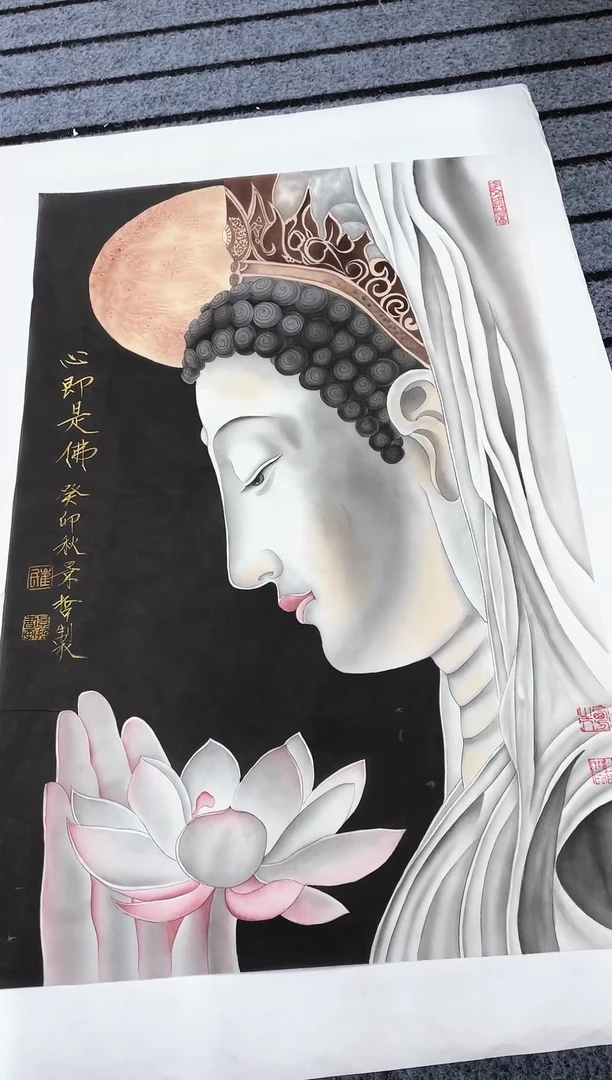 精品国画人物作品绢布