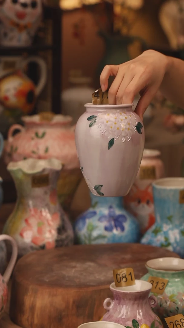 陶瓷472景德镇设计师手作花器摆件侘寂风