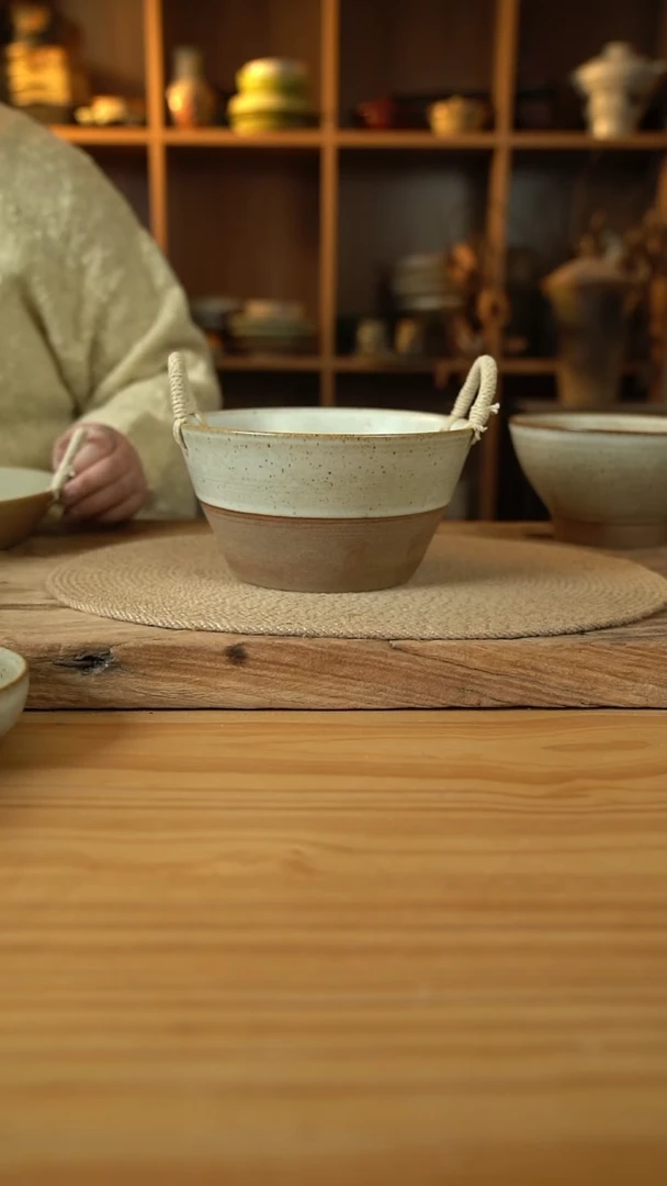 奶奶系列的7.5英寸拼色麻绳桶1个