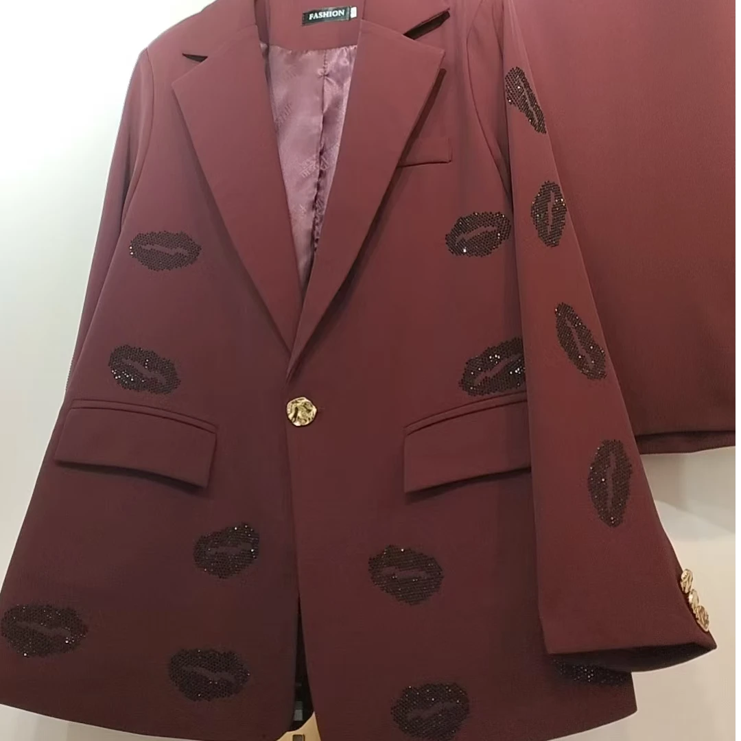 2025爆款亲嘴钻石西装版套装连衣裙