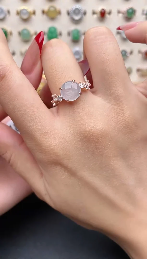 【闪购商品】翡翠戒指银S925镶嵌一物一证一礼盒