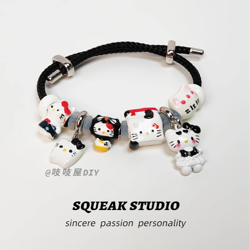 合金手链 奶盒连衣裙kt滴油串珠黑色绳原初元宇宙手串