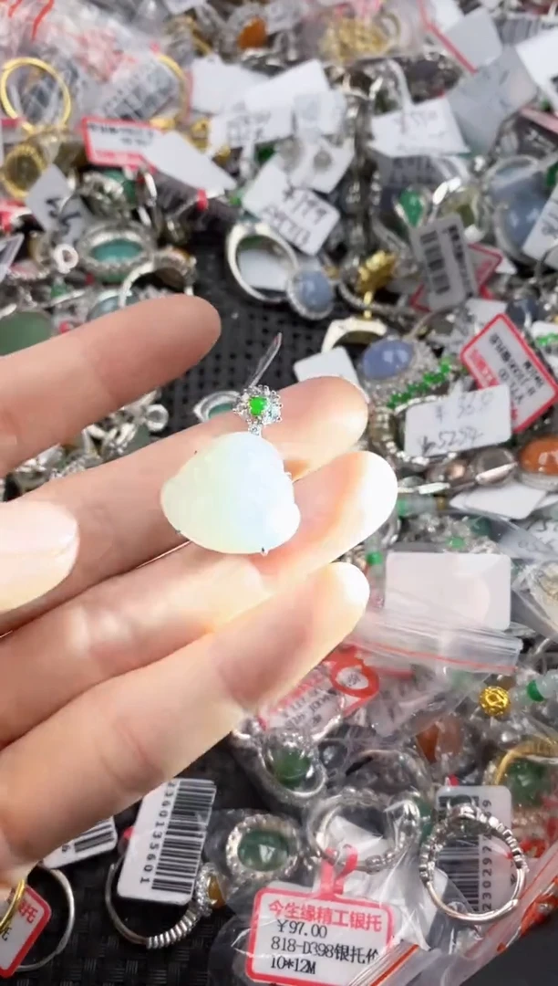 银S925镶嵌戒指翡翠111   10