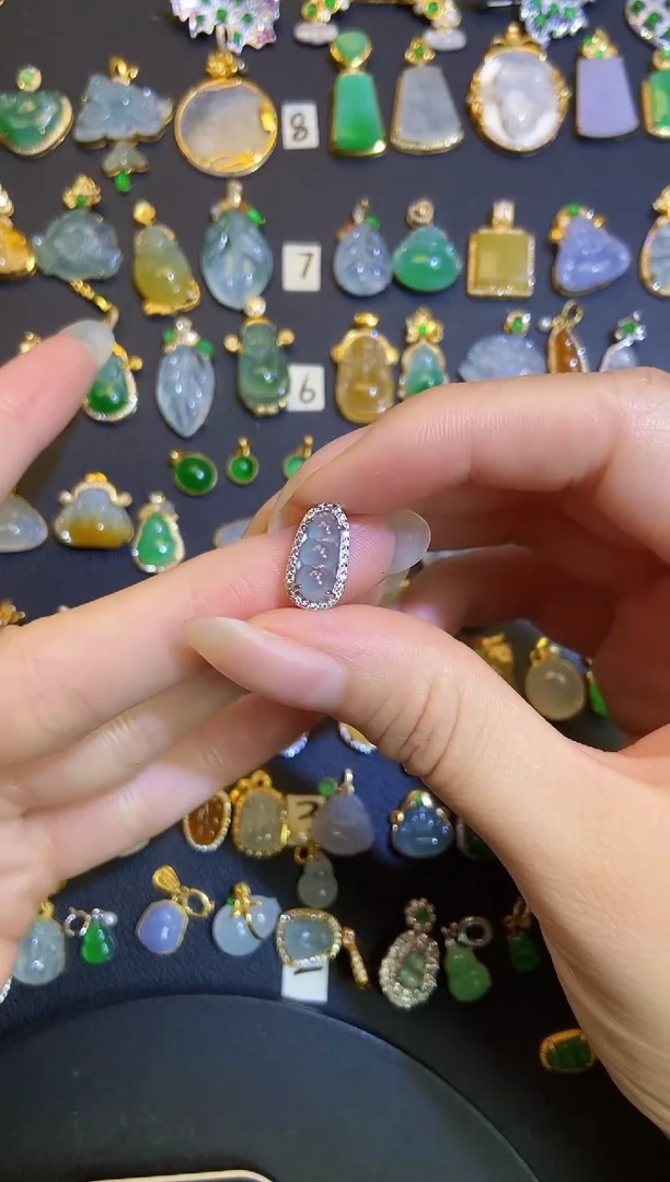 吊坠(不含链)银S925镶嵌翡翠天然A货翡翠