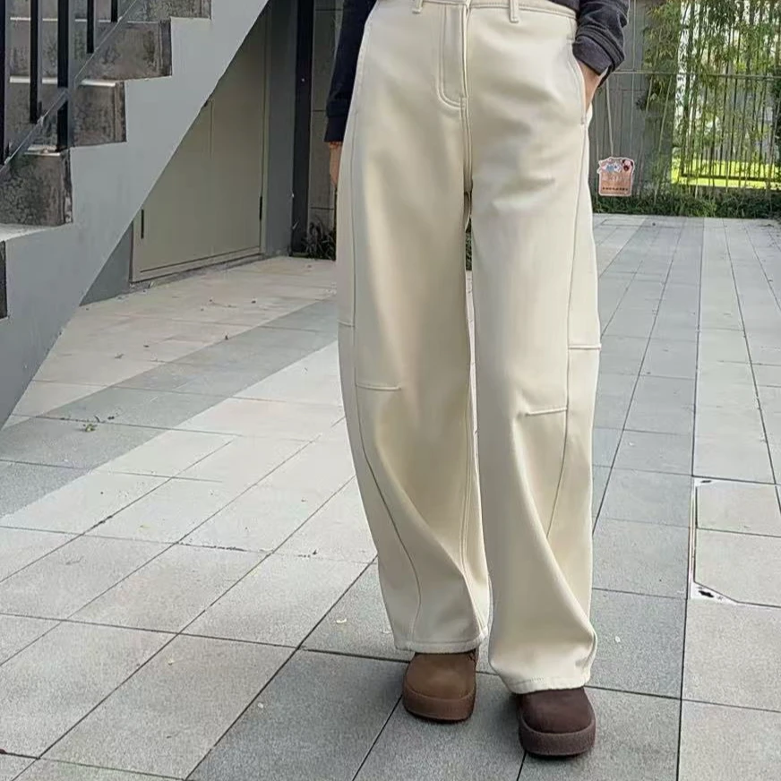 88039-秋冬加绒休闲裤韩版纯色直筒裤显瘦时尚百搭