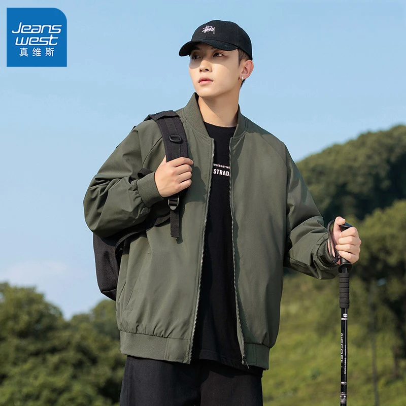 真维斯男士秋冬季美式飞行夹克休闲宽松夹棉加厚秋冬季棒球服外套