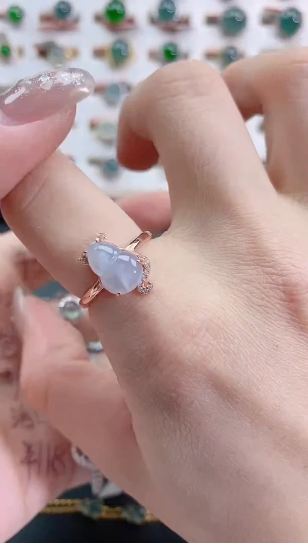 银S925镶嵌戒指翡翠天然翡翠