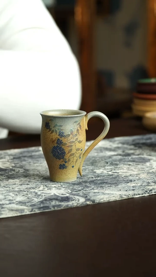 茶杯紫砂60号 柴烧把杯 宜兴紫砂原矿作品