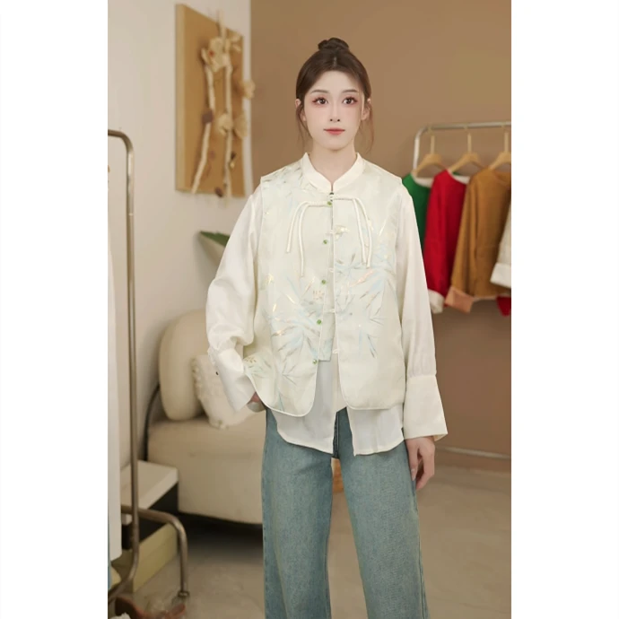 【竹韵蝶梦】洋气新中式国风盘扣提花马夹背心