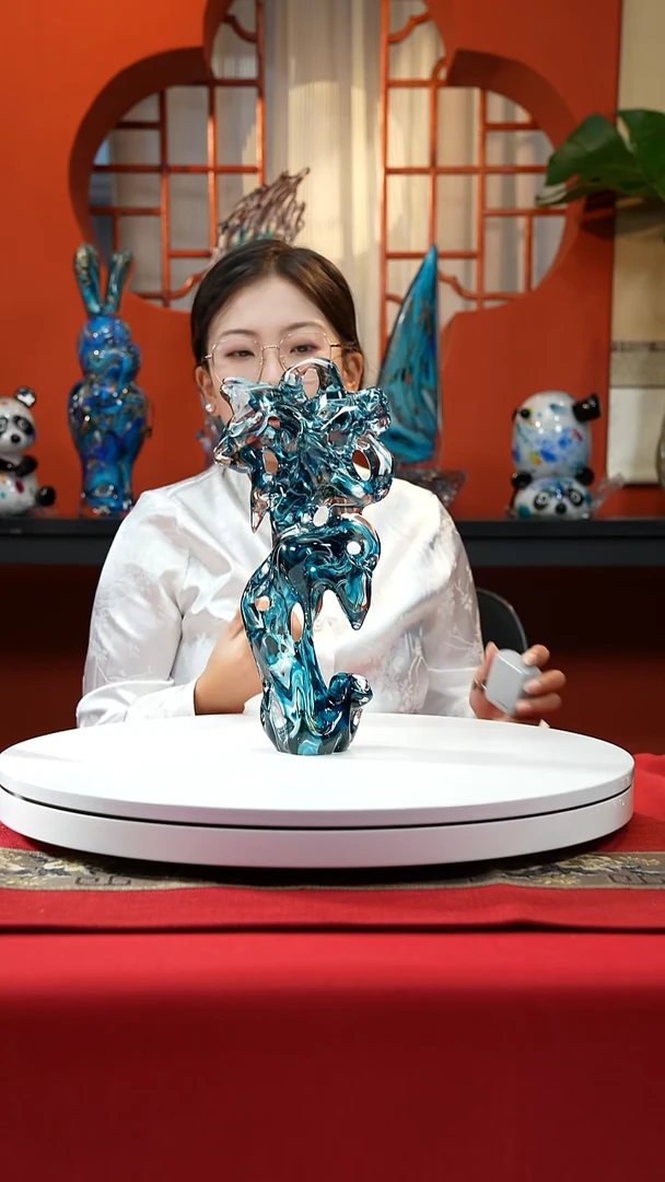 手工艺品琉璃蓝色太湖石