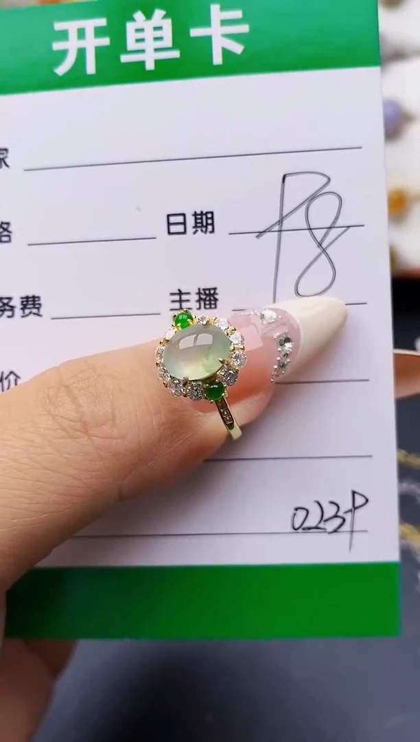 翡翠戒指银S925镶嵌0239