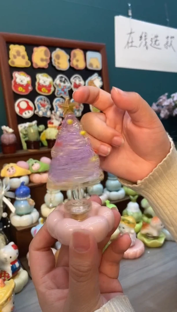 摆件陶紫色圣诞树