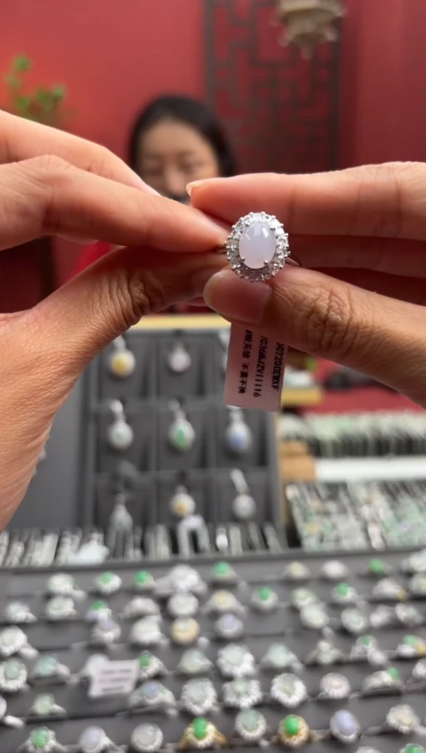 银S925镶嵌戒指翡翠004038R