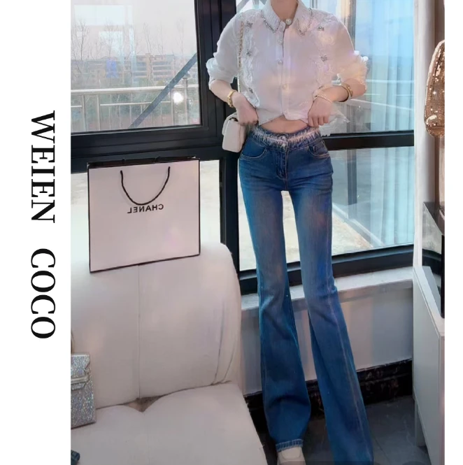 【柚见柚见】牛仔裤显瘦气质修身气质百搭微喇K3406