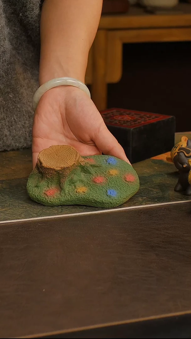 紫砂茶宠紫砂树桩造景台