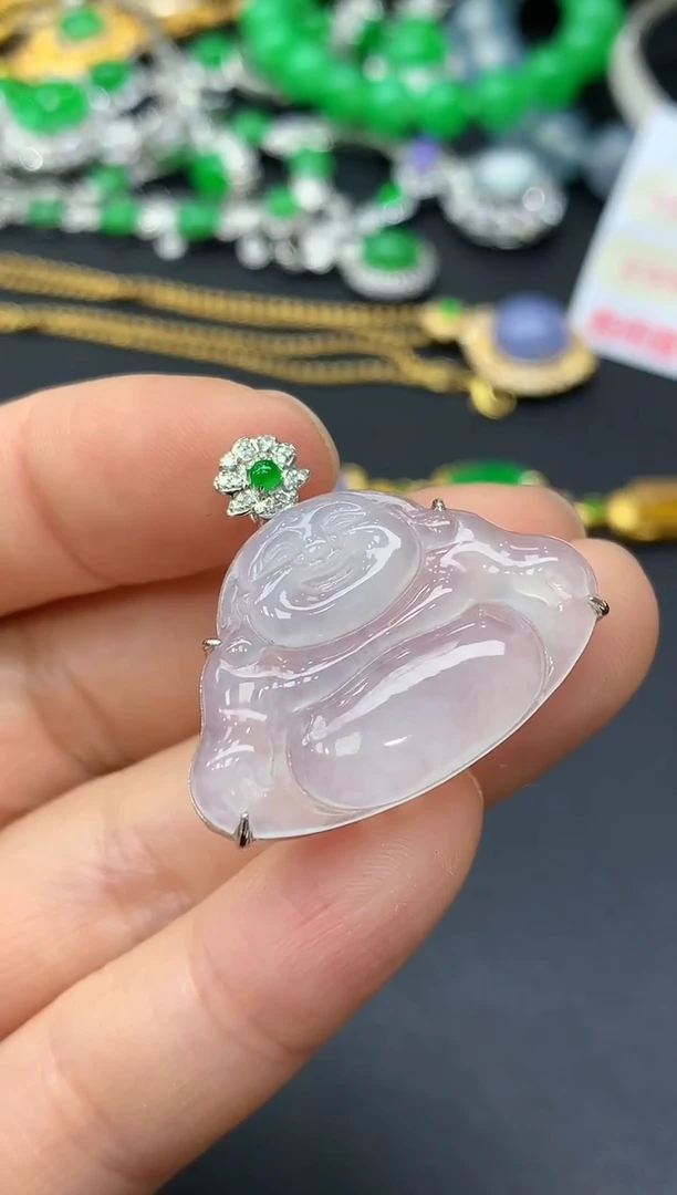 颈饰18K金镶嵌翡翠368-中国好珍宝