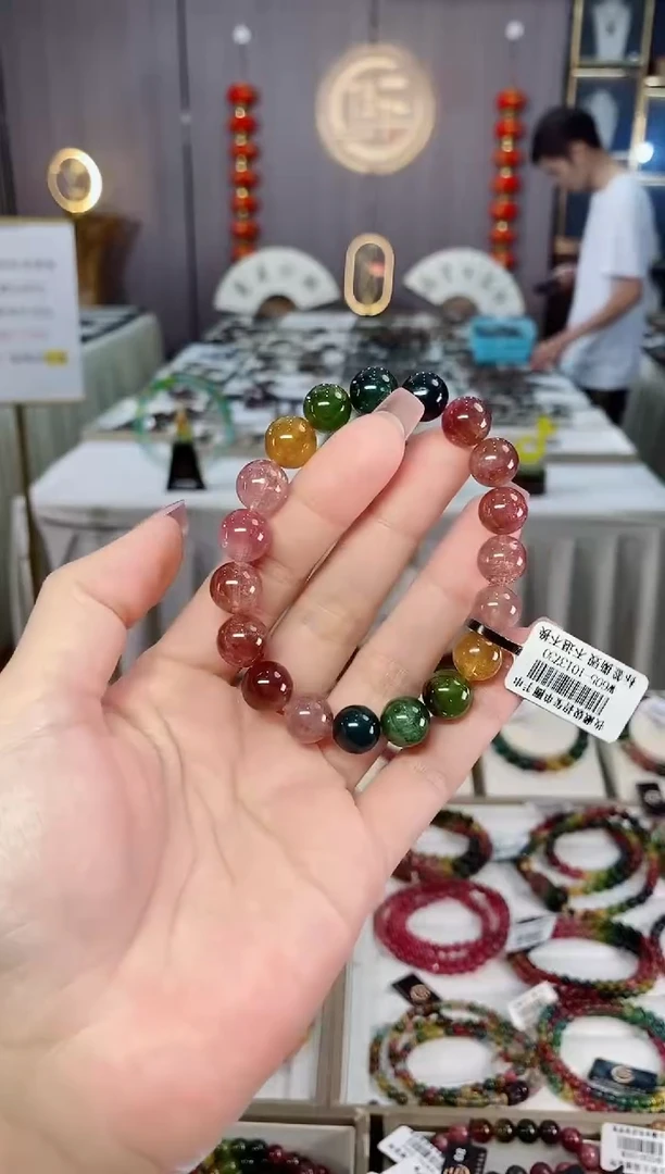 未镶嵌收藏级老矿碧玺单圈手串10mm+碧玺hon多样性发货一条