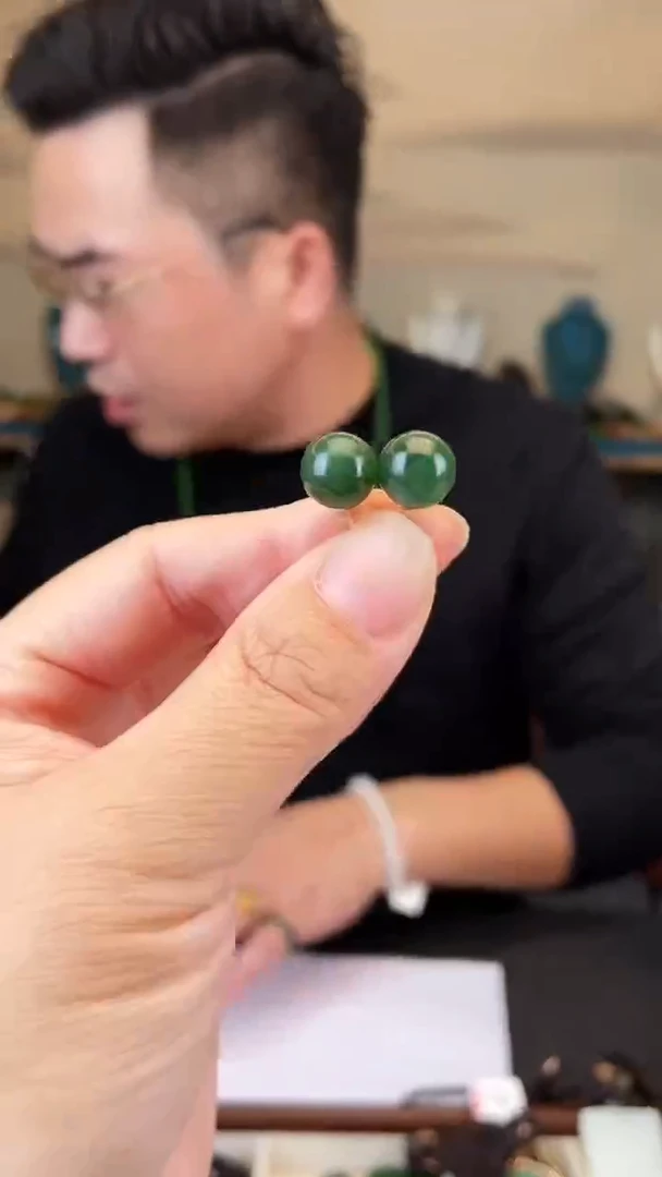 银S925镶嵌和田玉耳钉卡10