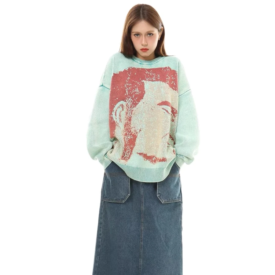 LiiPP ONE印花精致韩风长裤工装裤休闲裤针织复古扎染韩版秋冬