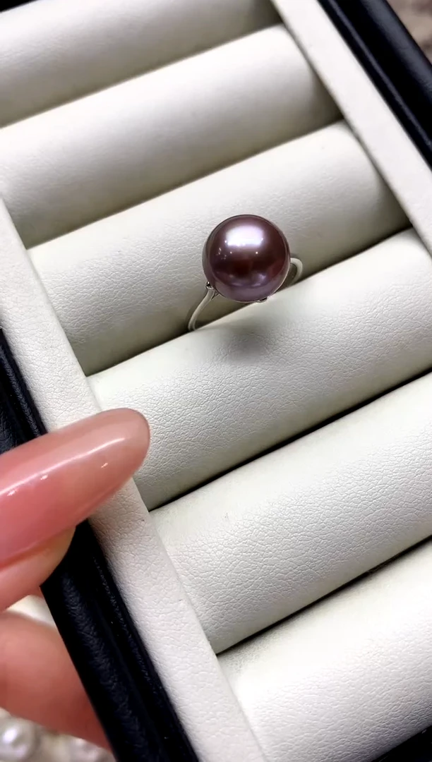 银S925镶嵌戒指淡水珍珠S925银淡水珍珠戒指