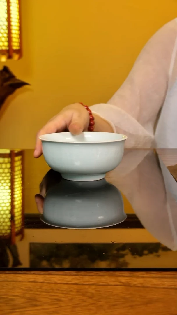 影青雕刻百福碗斗茶杯