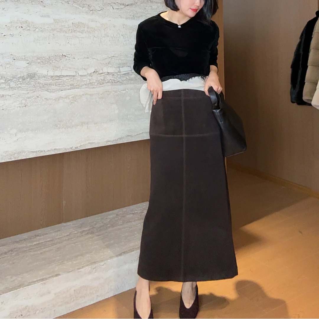 TANTAN 显瘦气质百搭A字裙秋冬中长款半身裙2985